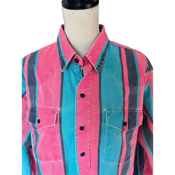 Wrang Vintage Brushhopper In Pink/Blue size 17.5-35, Pre-Loved Country Cowboy - Picture 6 of 11